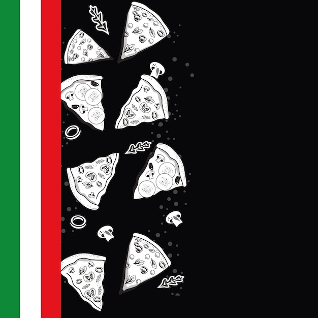 Italian flag and pizzas