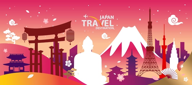 japan travel destination vector illustration