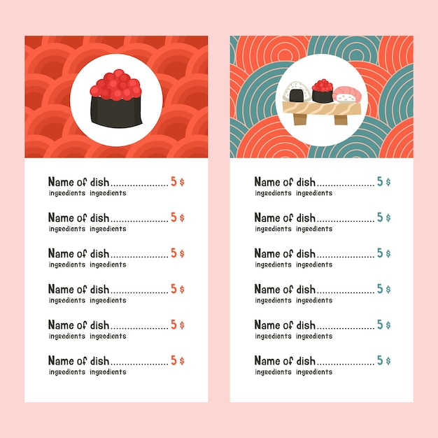 Vector japanese cuisine menu template.