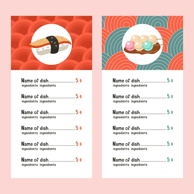 Vector japanese cuisine menu template.