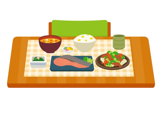 Vector japanese food table