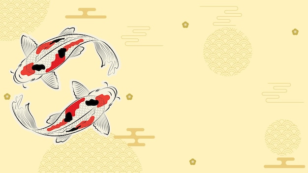 Vector japanese koi fish drawing illustration isolated in background with blank space koi fish drawing line