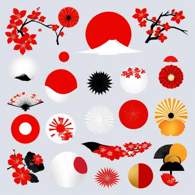 Vector japanese vector set white background isolated a high quality n