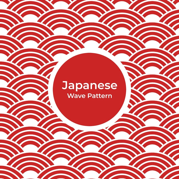 Vector japanese wave pattern vector art with red color premium vector