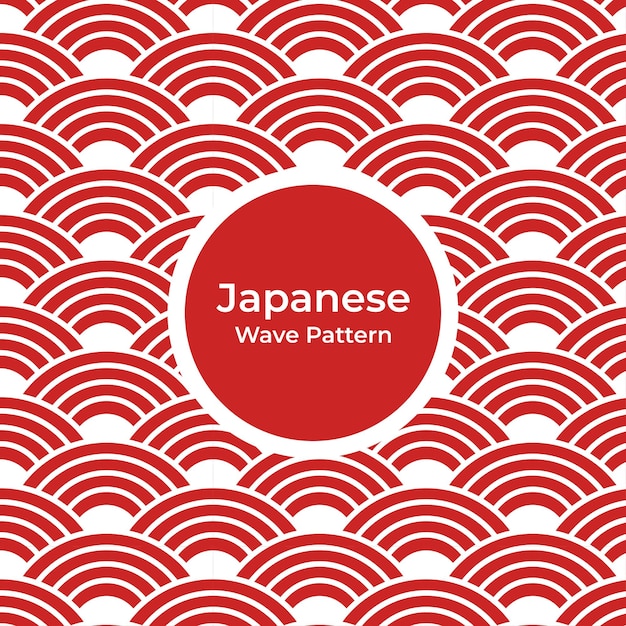 Japanese Wave Pattern Vector Art with red color premium vector