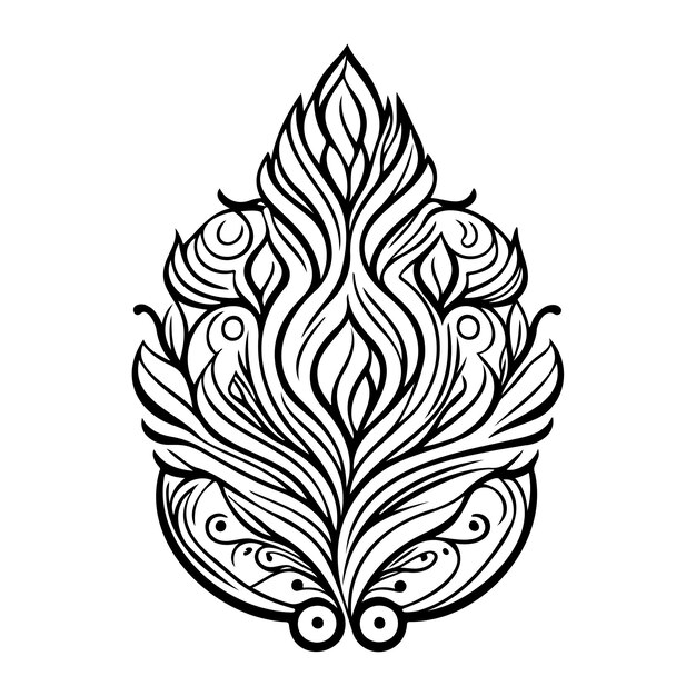 Vector javanese ornament design element illustration sketch black