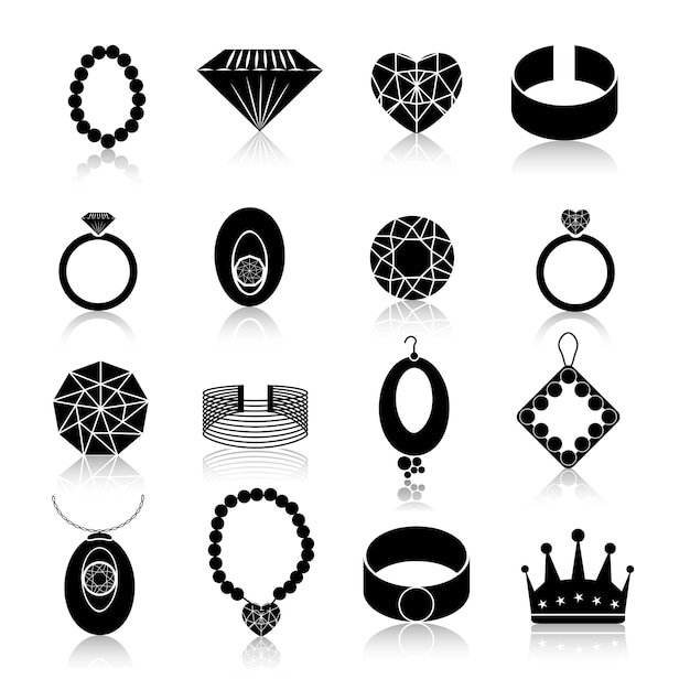 Jewelry icon set black