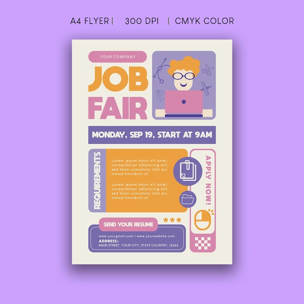 Vector job fair flyer and recruitment flyer