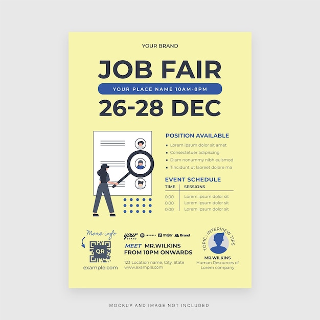 Job Fair Recruitment Flyer Template in Vector