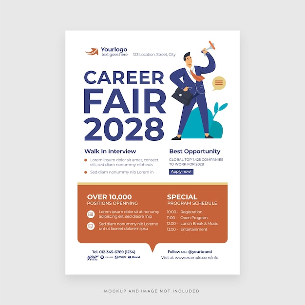 Job Fair Recruitment Flyer Template in Vector