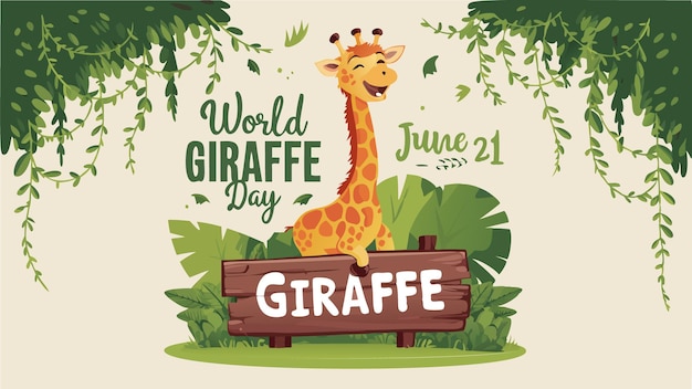 Vector jubilant giraffe on world giraffe day