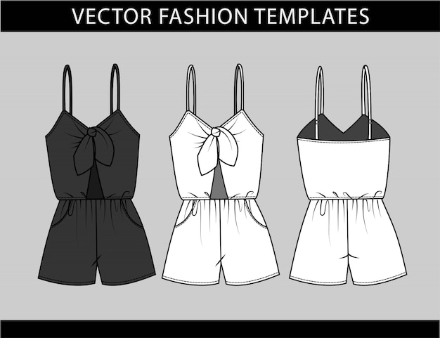 jumpsuit  fashion flat sketch template