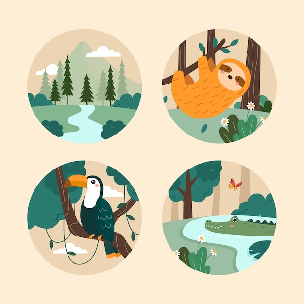 Jungle illustrations in flat design