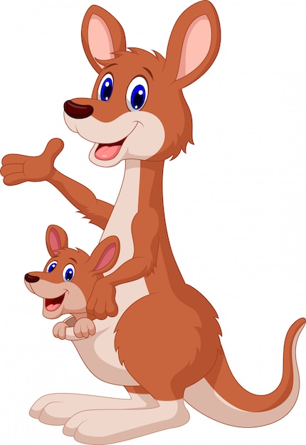 Kangaroo cartoon waving