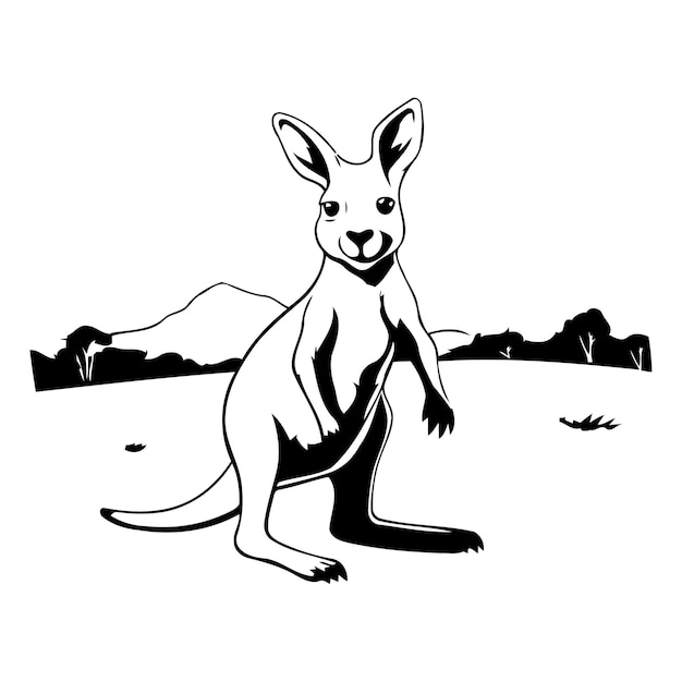 Vector kangaroo in the desert cartoon style vector illustration
