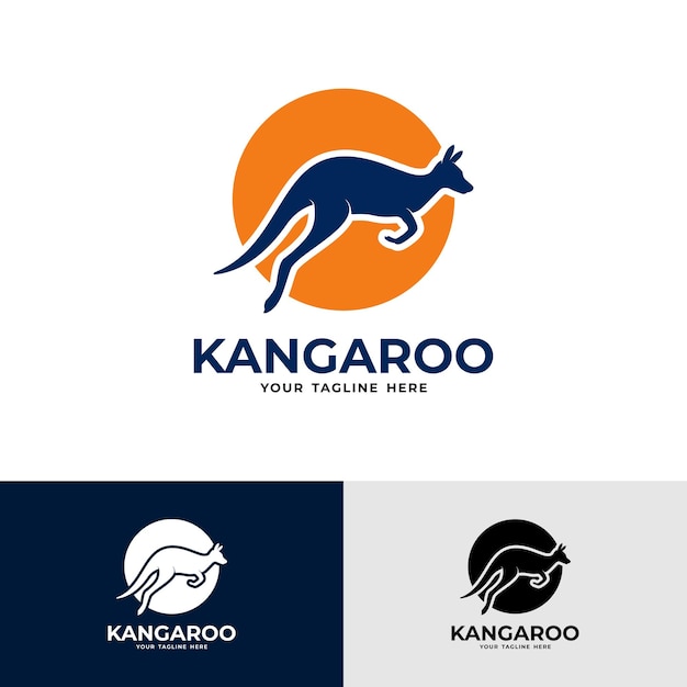 Vector kangaroo silhouette logo vector illustration