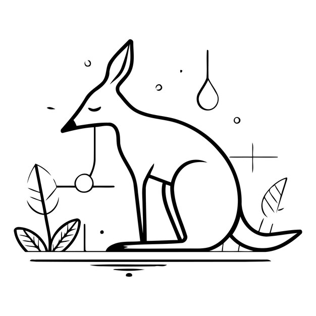 Vector kangaroo on a white background vector illustration in flat style