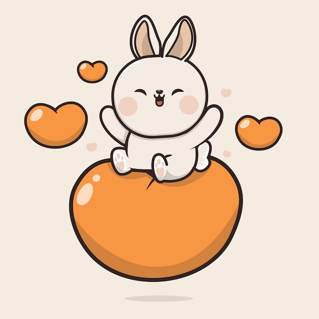 Kawaii Cute Bunny Rabbit Icon mascot illustration