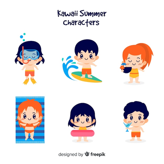 Kawaii summer characters