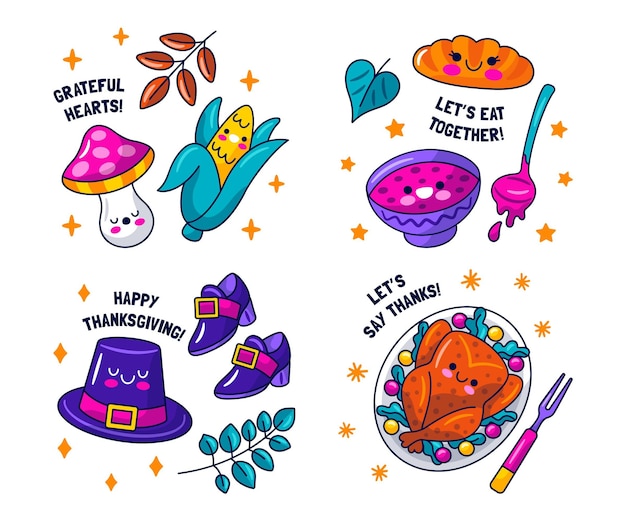 Kawaii thanksgiving stickers