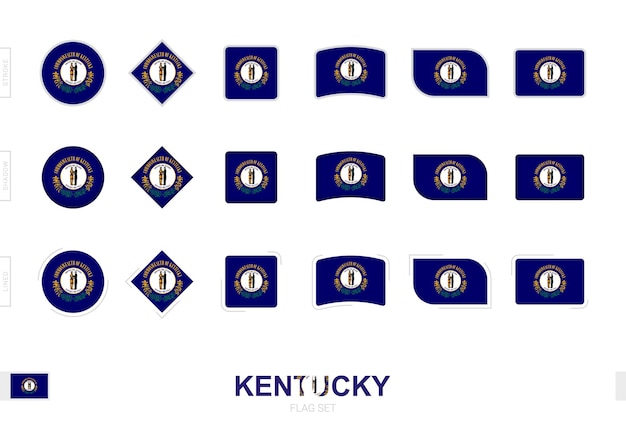 Kentucky flag set, simple flags of Kentucky with three different effects.