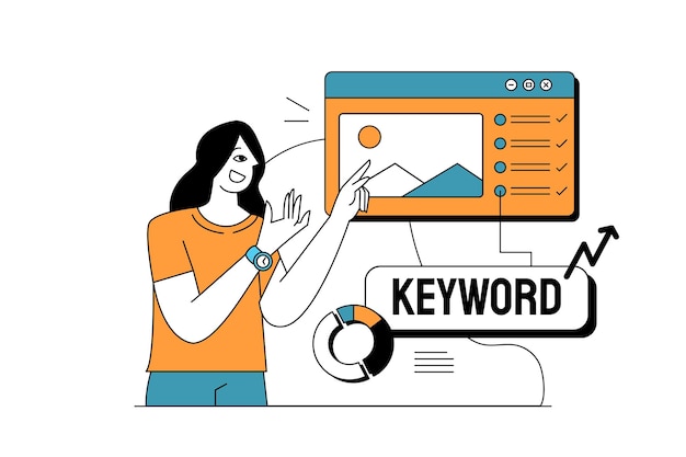 Vector keyword research illustration