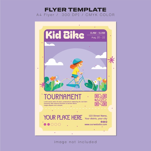 Vector kid bike tournament flyer