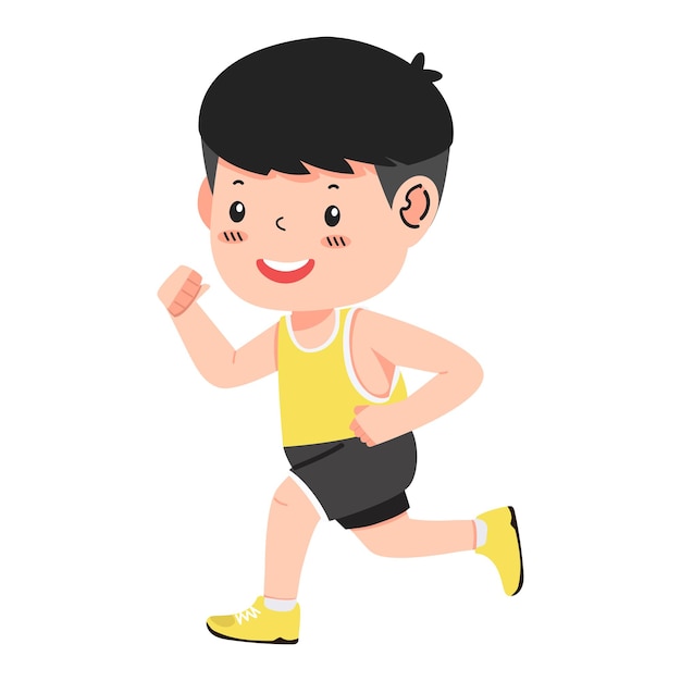 Kid boy jogging a marathon race