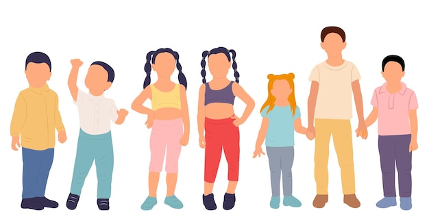 Kids in flat style isolated vector