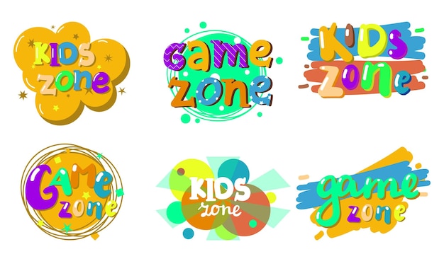 Vector kids play area and game zone poster or banner set