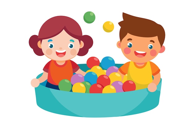 Kids playing in a ball pit together