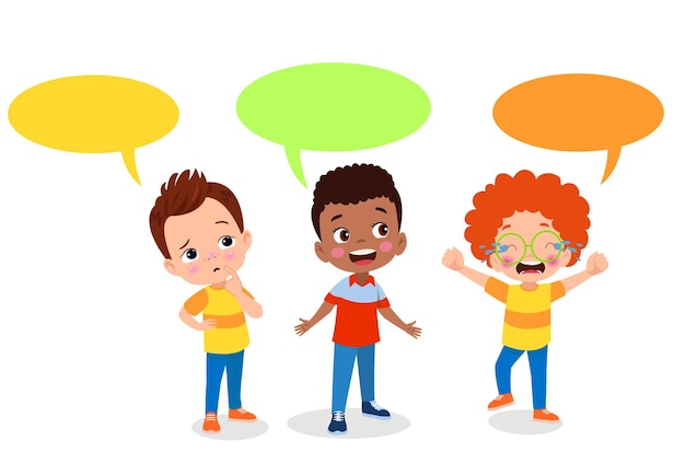 Vector kids talking with a speech bubble