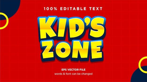 Kids Zone Toys Fun Text Effect Vector