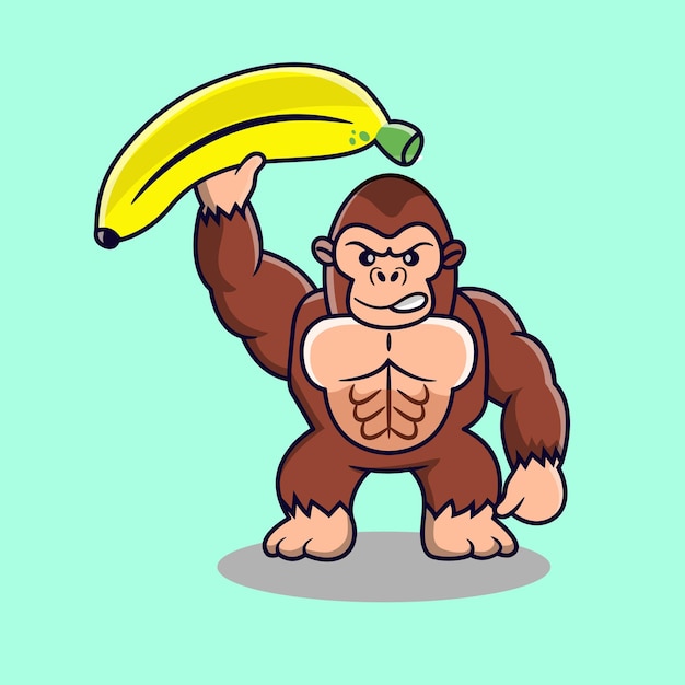 Kingkong bannana Vector animal people cute character illustration