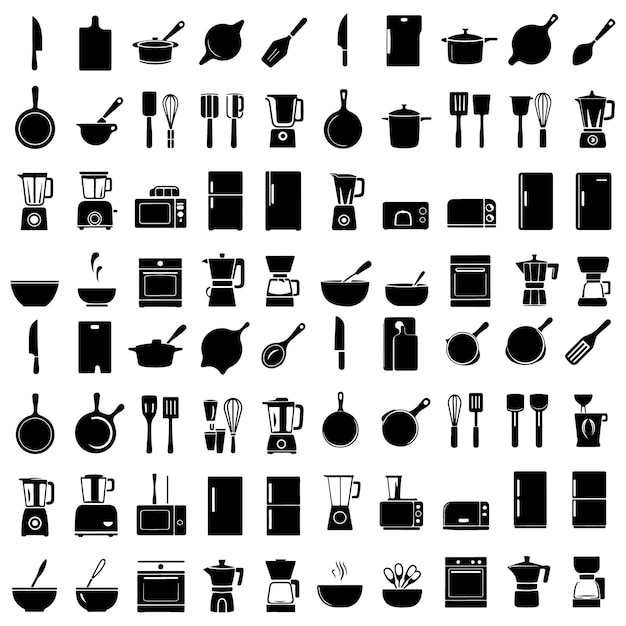 Kitchen Silhouette Icons Set