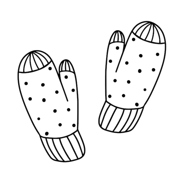 Knitted mittens isolated on a white background Scandinavian styleVector illustration in Doodle style Autumn and winter clothing Warm mittens for protection from the cold