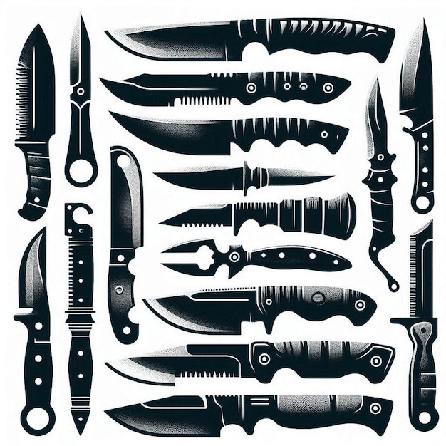 Vector knives shiloute set vector