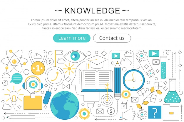 Vector knowledge searching flat line concept