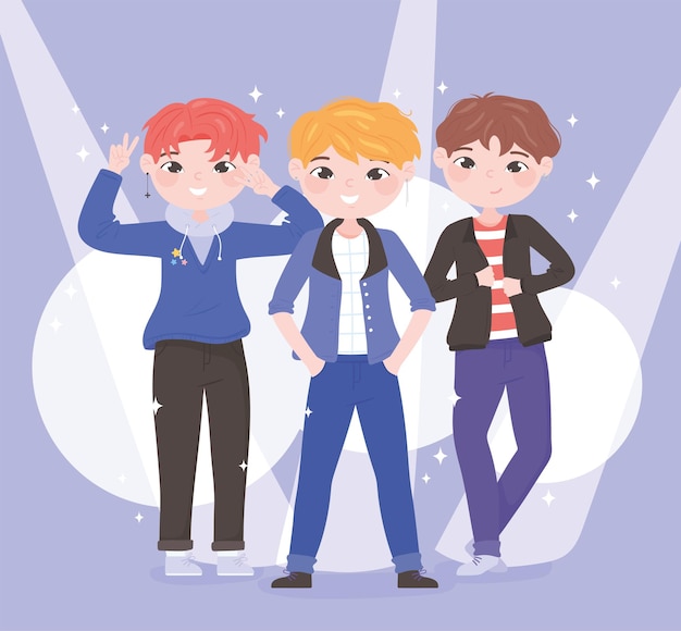 Vector korean kpop boys