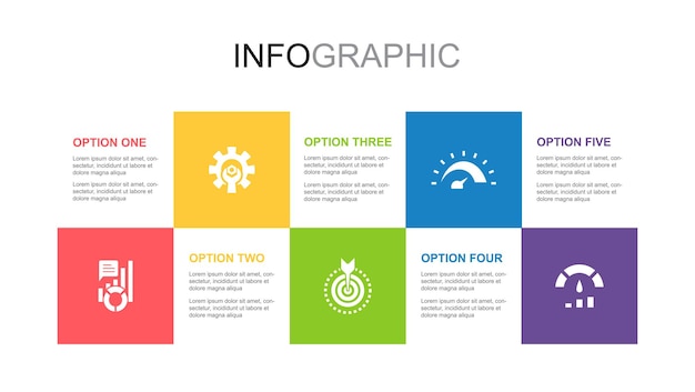 KPI optimization objective measurement performance icons Infographic design layout template Creative presentation concept with 5 steps