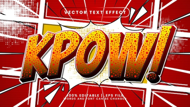 Kpow editable text effect with cartoon and comic text style