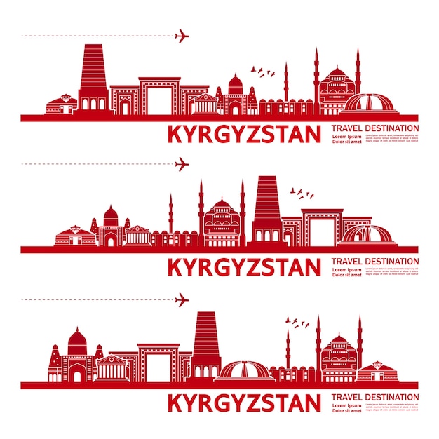 Kyrgyzstan travel destination   illustration.