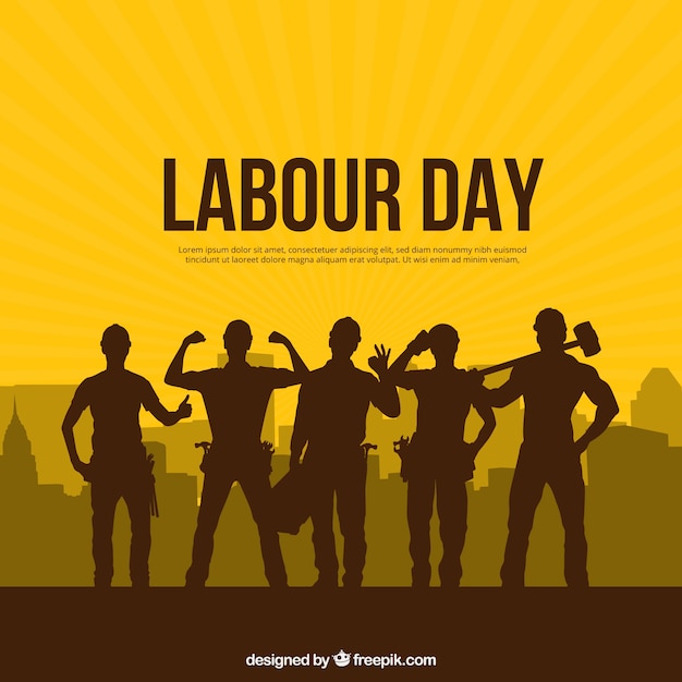 Labour day background with silhouettes people