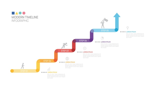 Vector ladder infographic connected 5 steps to success growth template business process vector illustration