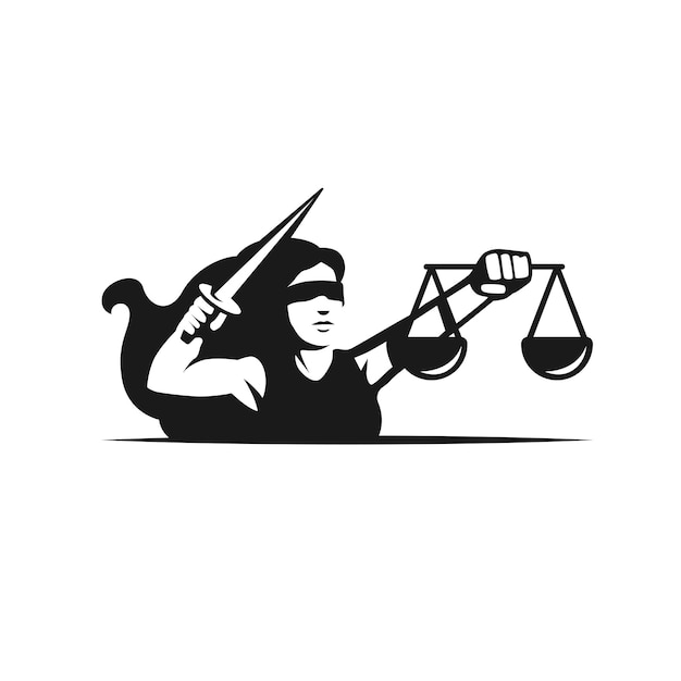 lady justice themis logo icon vector illustration