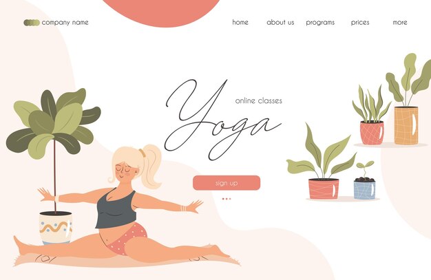 Vector landing page concept for online yoga classes vector illustration