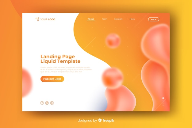 Vector landing page liquid effect