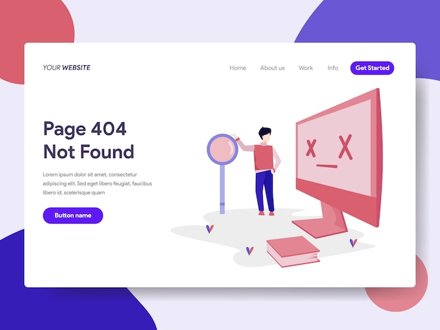 Vector landing page template of 404 error