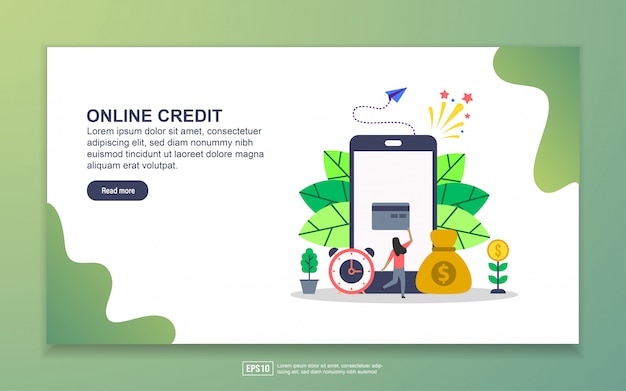 Vector landing page template of online credit. modern flat design concept of web page design for website and mobile website