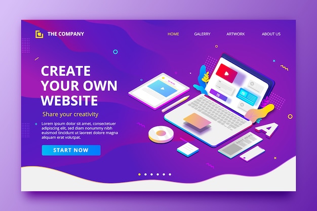 Landing page template with laptop